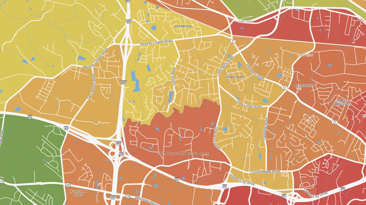 Pawtuckett, Charlotte, NC Map of Assault Rates