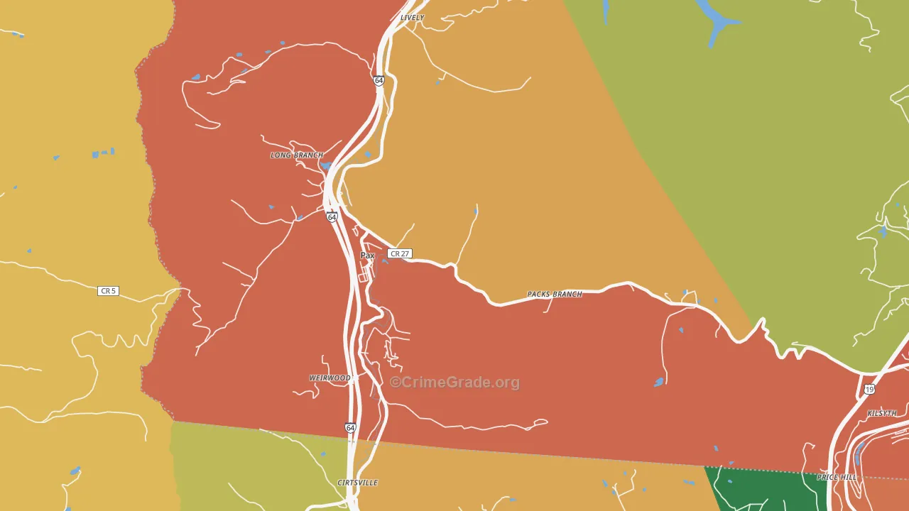 Pax, WV Map of Assault Rates