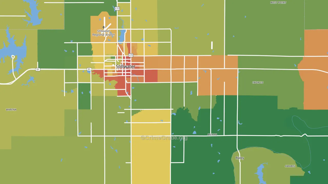 Payne County, OK Map of Assault Rates