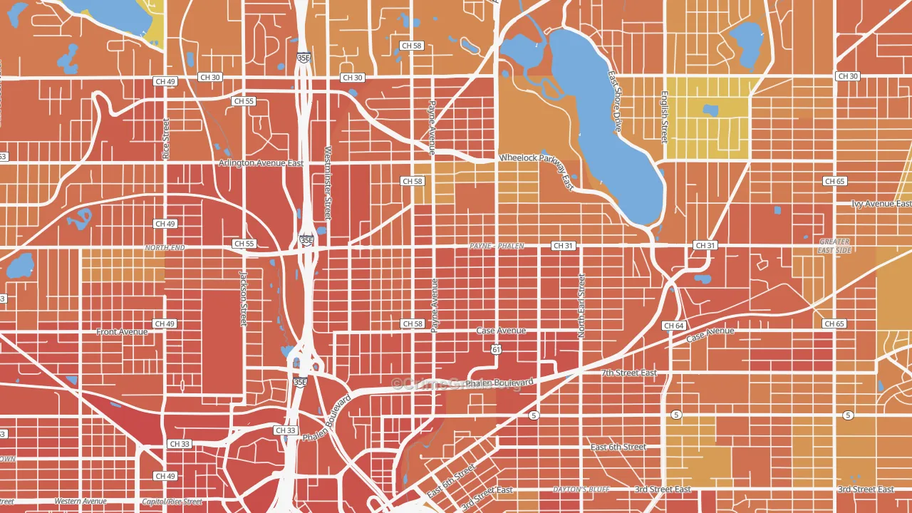 Payne Phallen, St. Paul, MN Map of Assault Rates