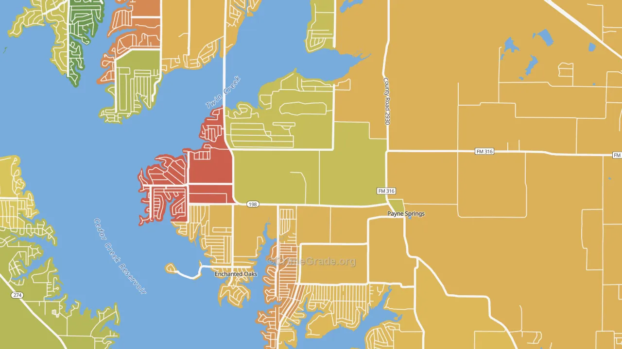 Payne Springs, TX Map of Assault Rates