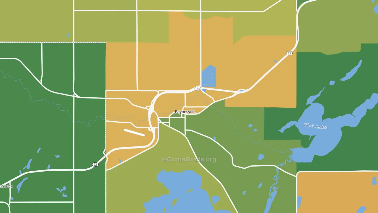 Paynesville, MN Map of Assault Rates