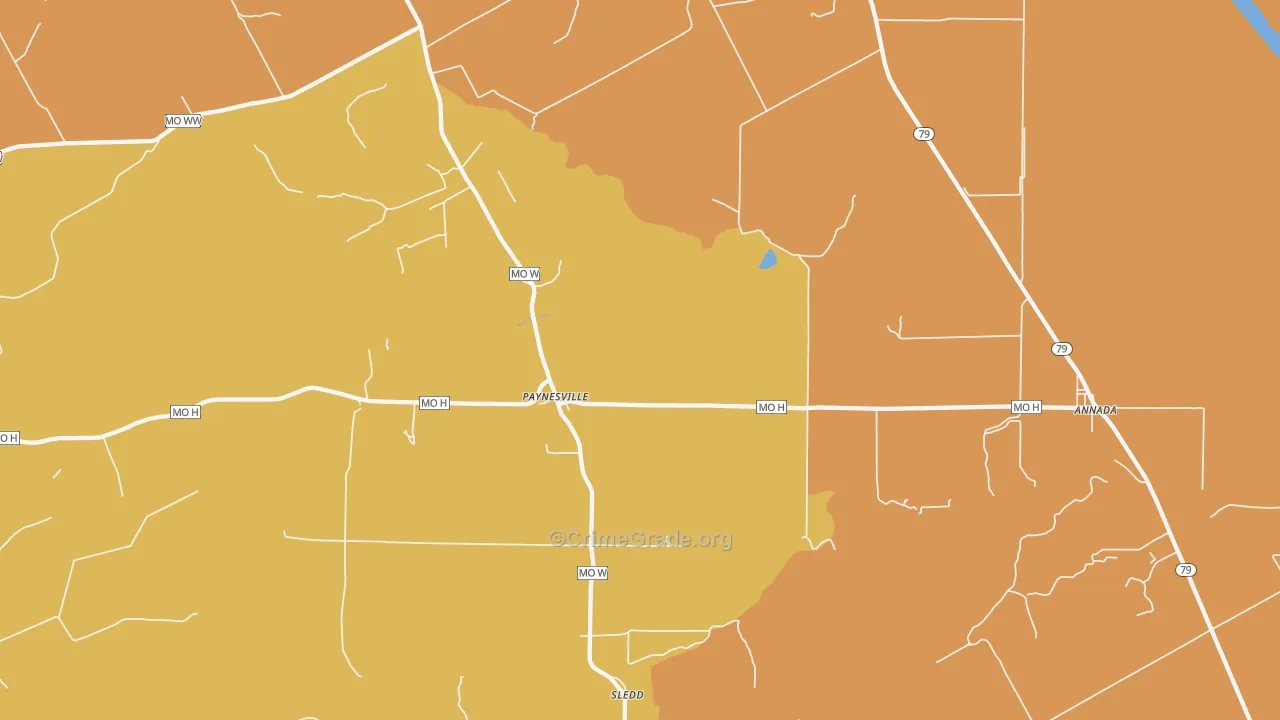 Paynesville, MO Map of Assault Rates