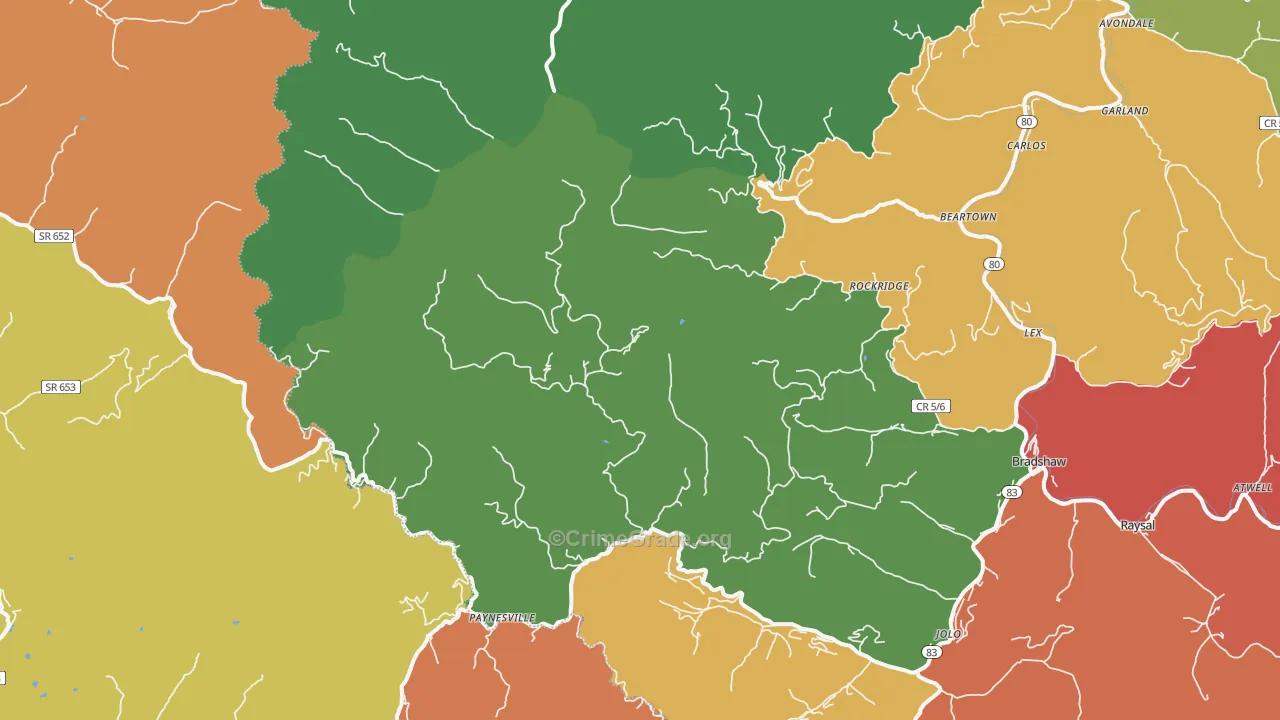 Paynesville, WV Map of Assault Rates