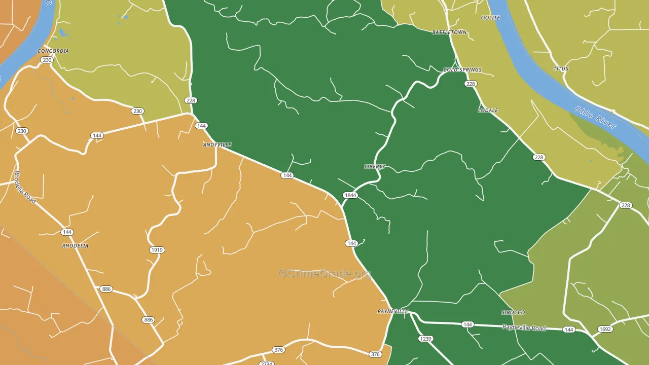 Payneville, KY Map of Assault Rates