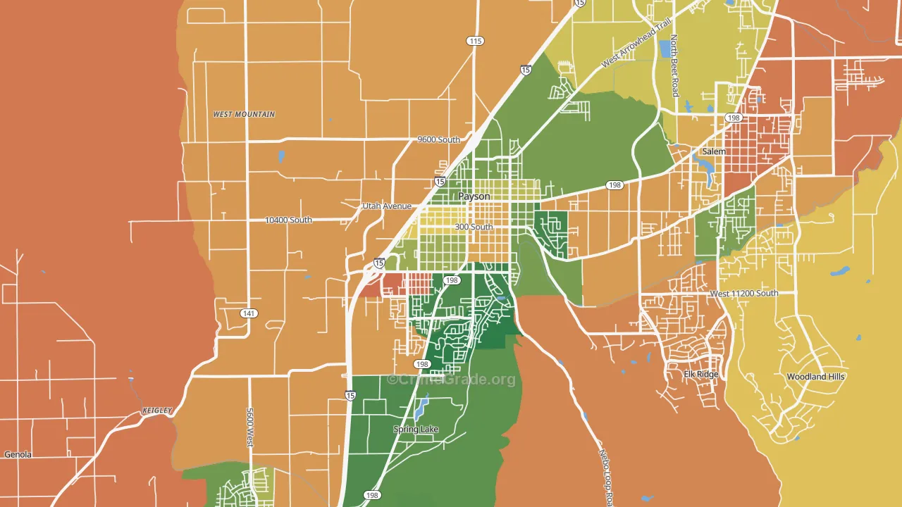 Payson, UT Map of Assault Rates