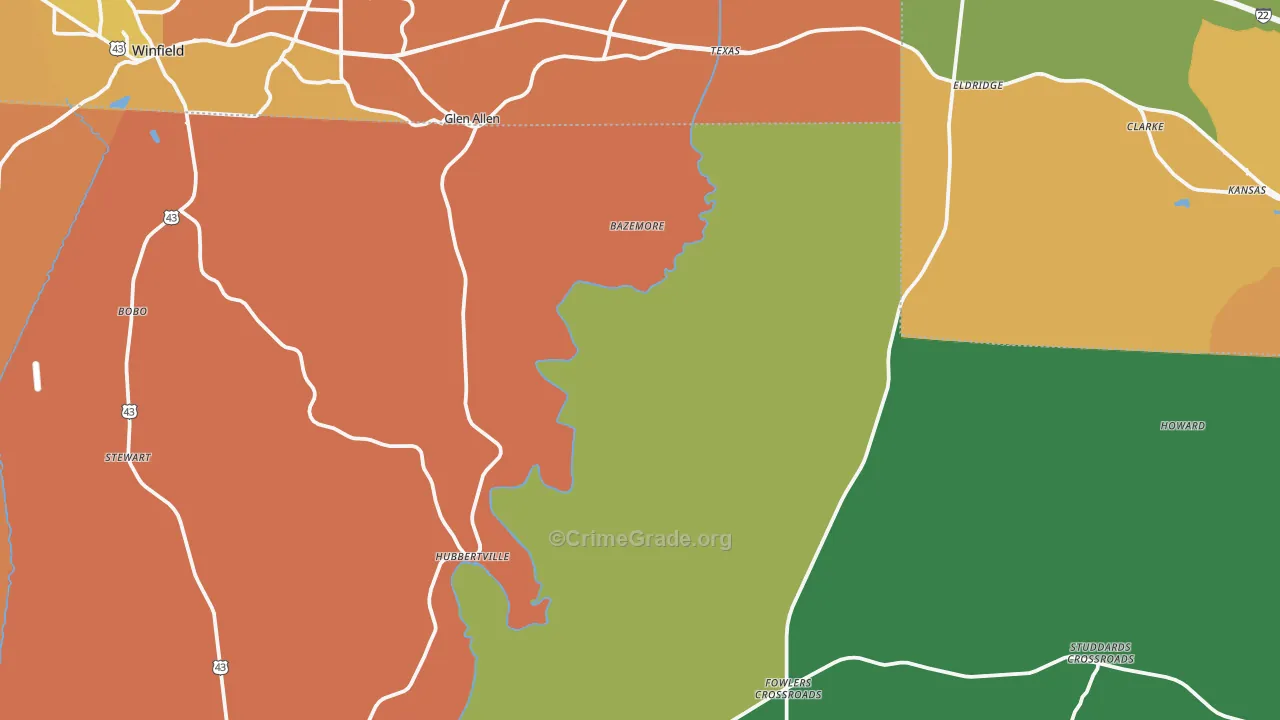 Pea Ridge, AL Map of Assault Rates