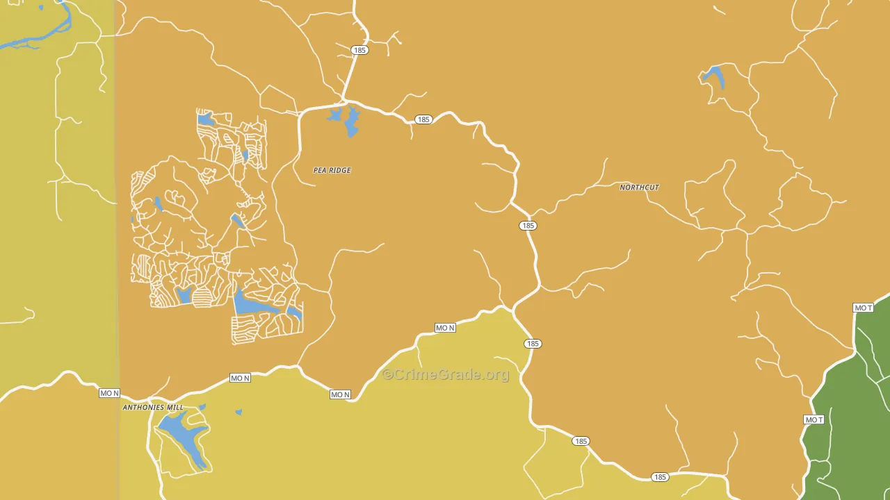 Pea Ridge, MO Map of Assault Rates