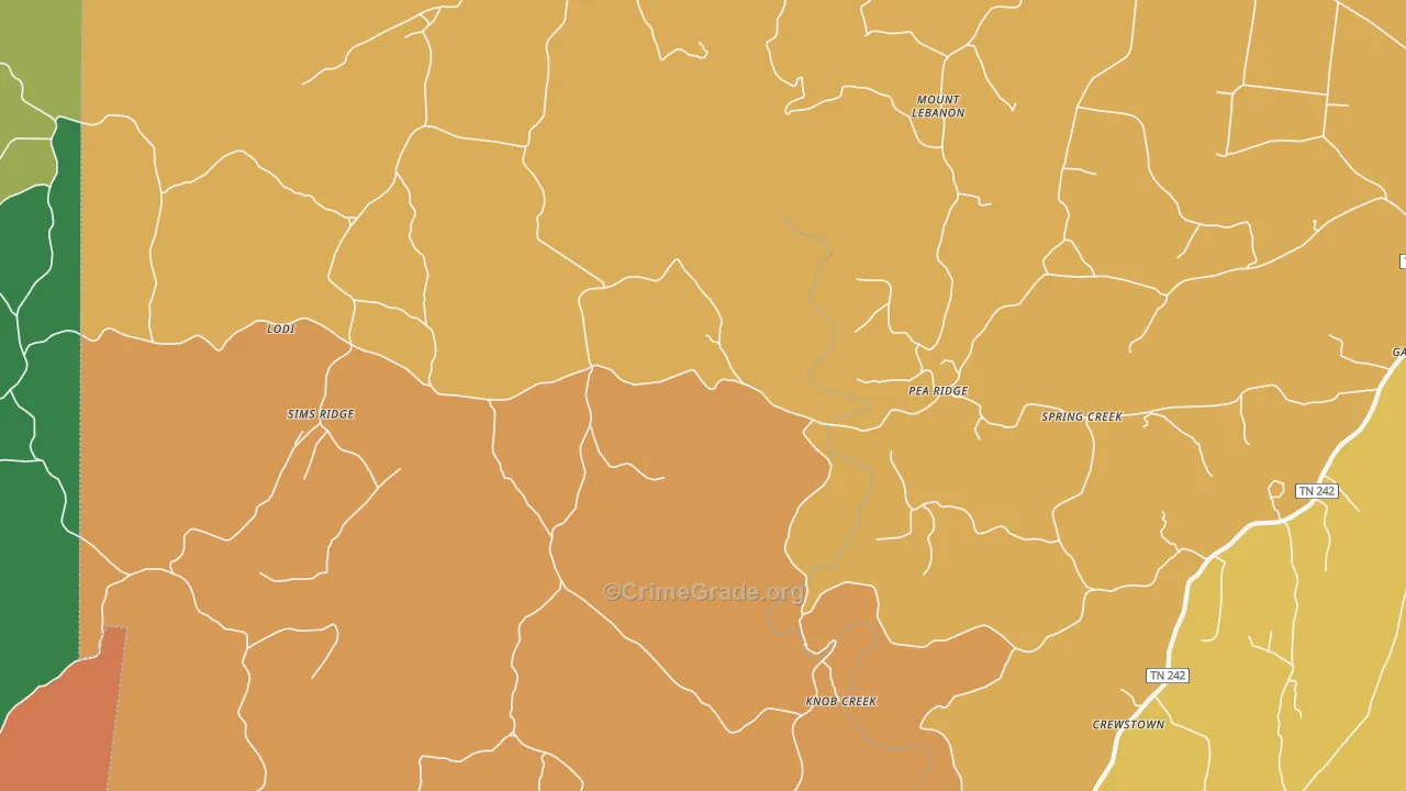 Pea Ridge, TN Map of Assault Rates