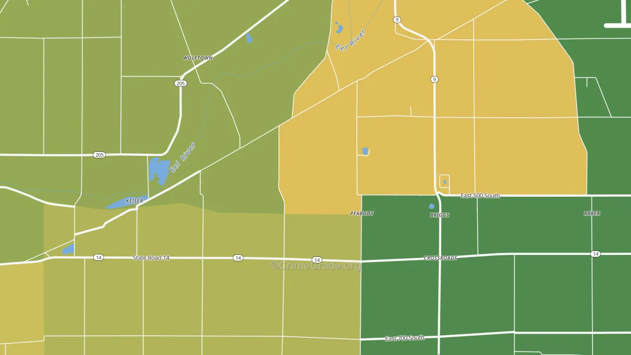Peabody, IN Map of Assault Rates