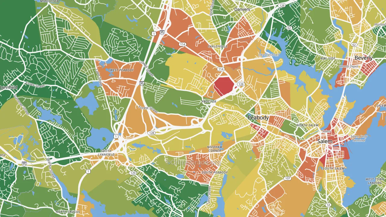 Peabody, MA Map of Assault Rates
