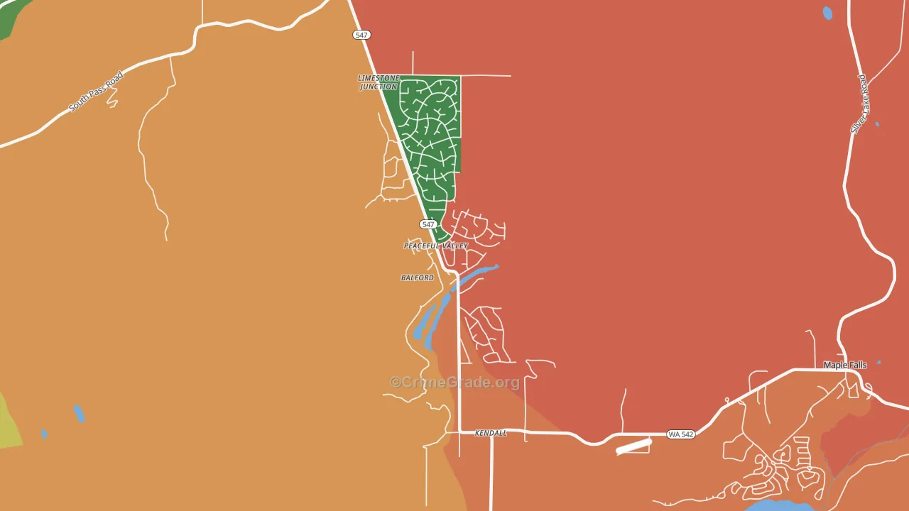 Peaceful Valley, WA Map of Assault Rates
