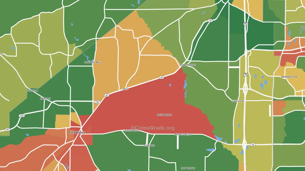 Peach County, GA Map of Assault Rates