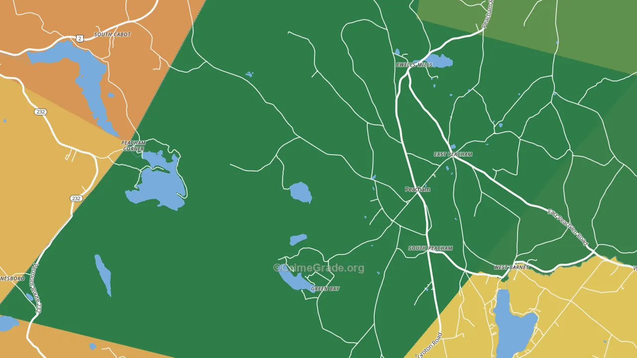 Peacham, VT Map of Assault Rates