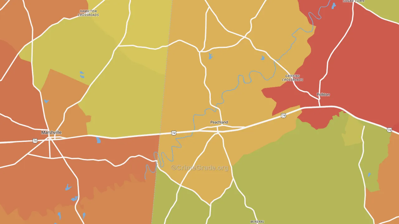 Peachland, NC Map of Assault Rates