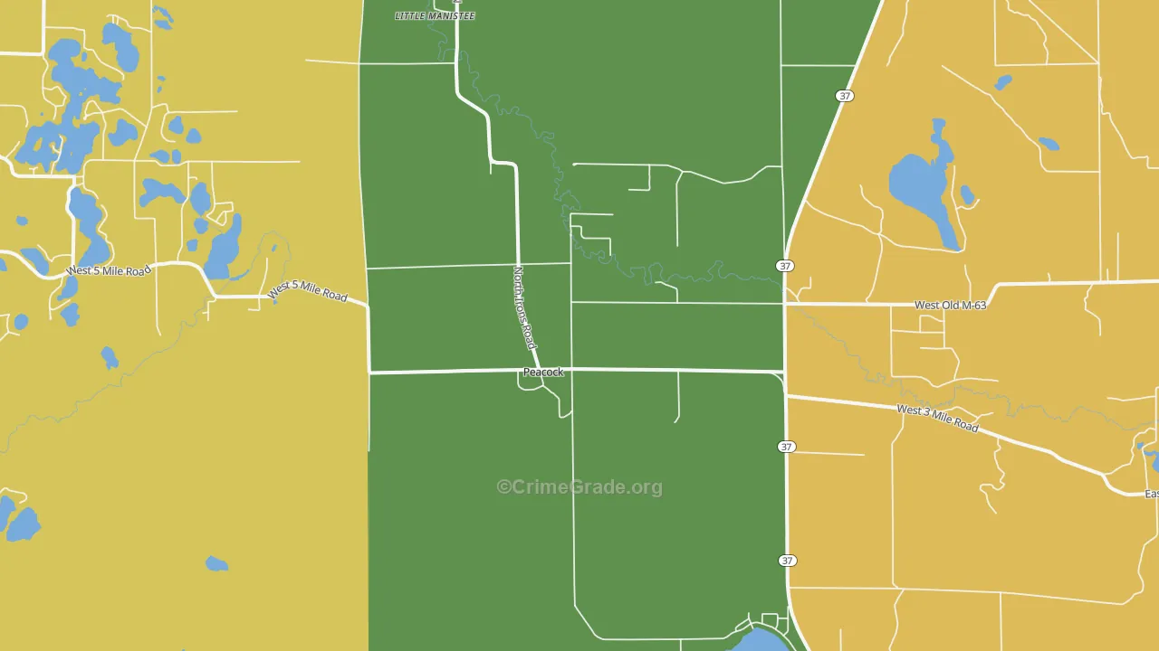 Peacock, MI Map of Assault Rates