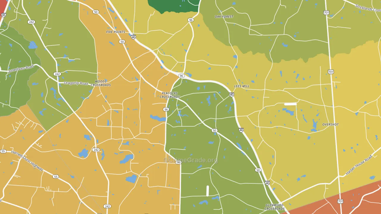 Peacocks Crossroads, NC Map of Assault Rates