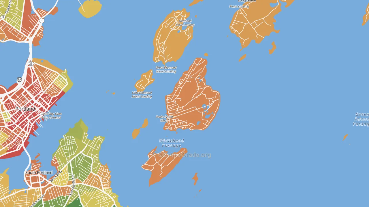 Peaks Island, ME Map of Assault Rates