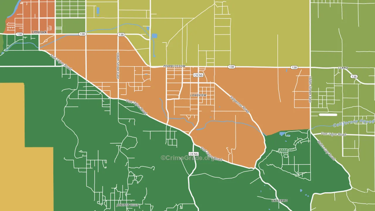 Pearblossom, CA Map of Assault Rates