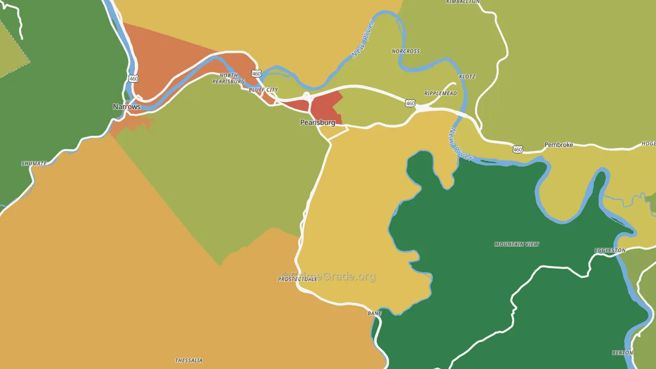 Pearisburg, VA Map of Assault Rates
