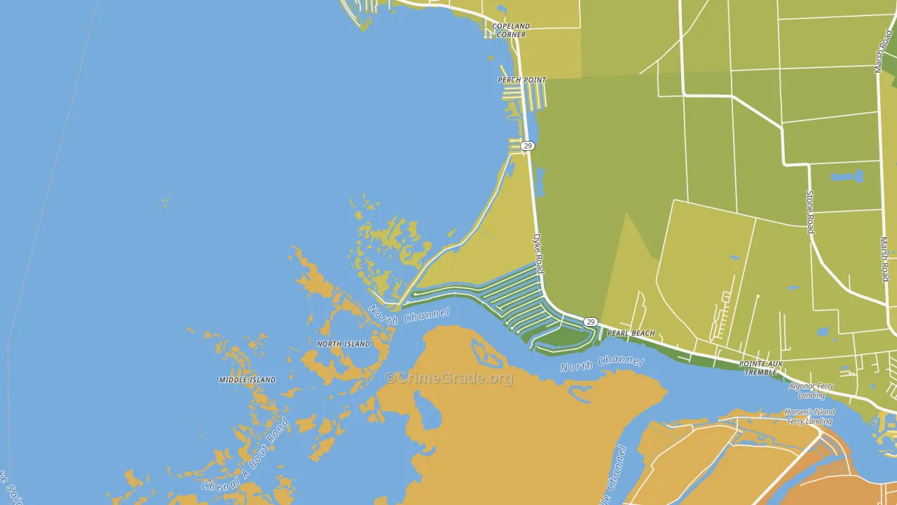 Pearl Beach, MI Map of Assault Rates