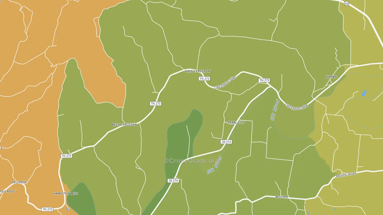 Pearl City, TN Map of Assault Rates