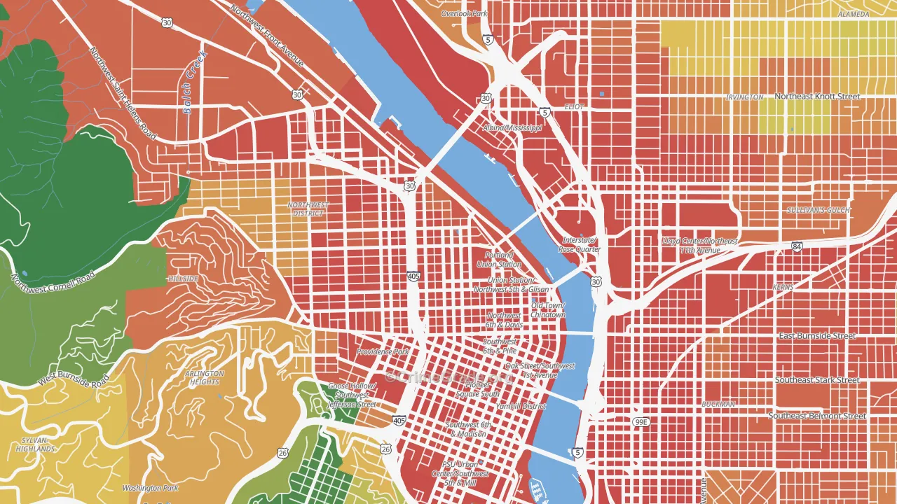 Pearl District, Portland, OR Map of Assault Rates