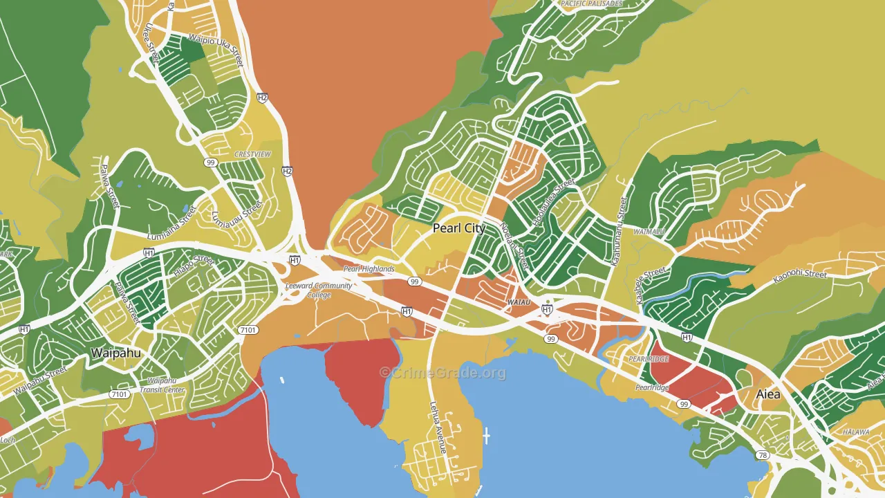 Pearl Highlands, Pearl City, HI Map of Assault Rates