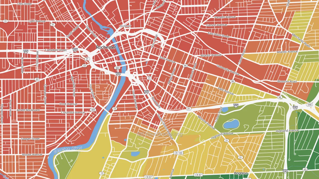 Pearl-Meigs-Monroe, Rochester, NY Map of Assault Rates