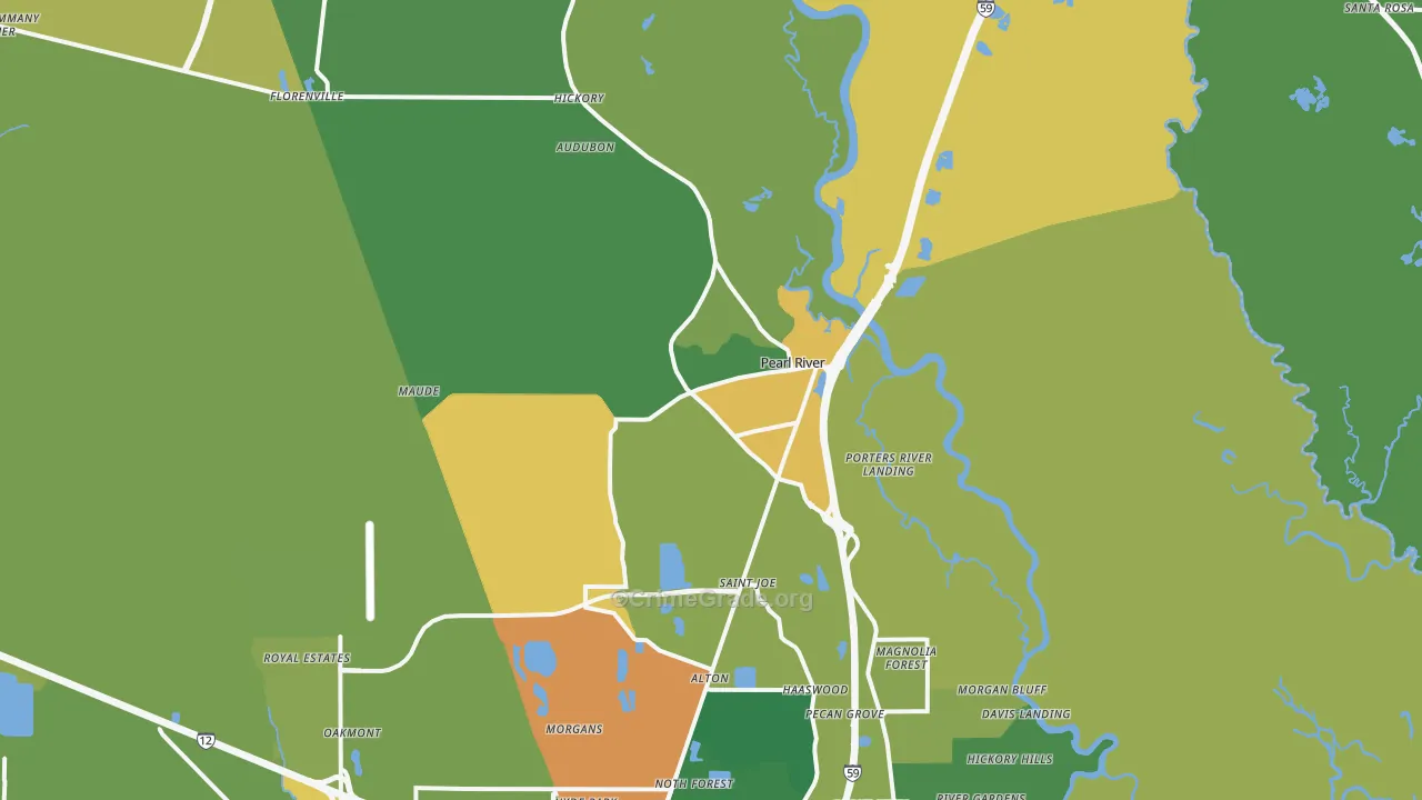 Pearl River, LA Map of Assault Rates