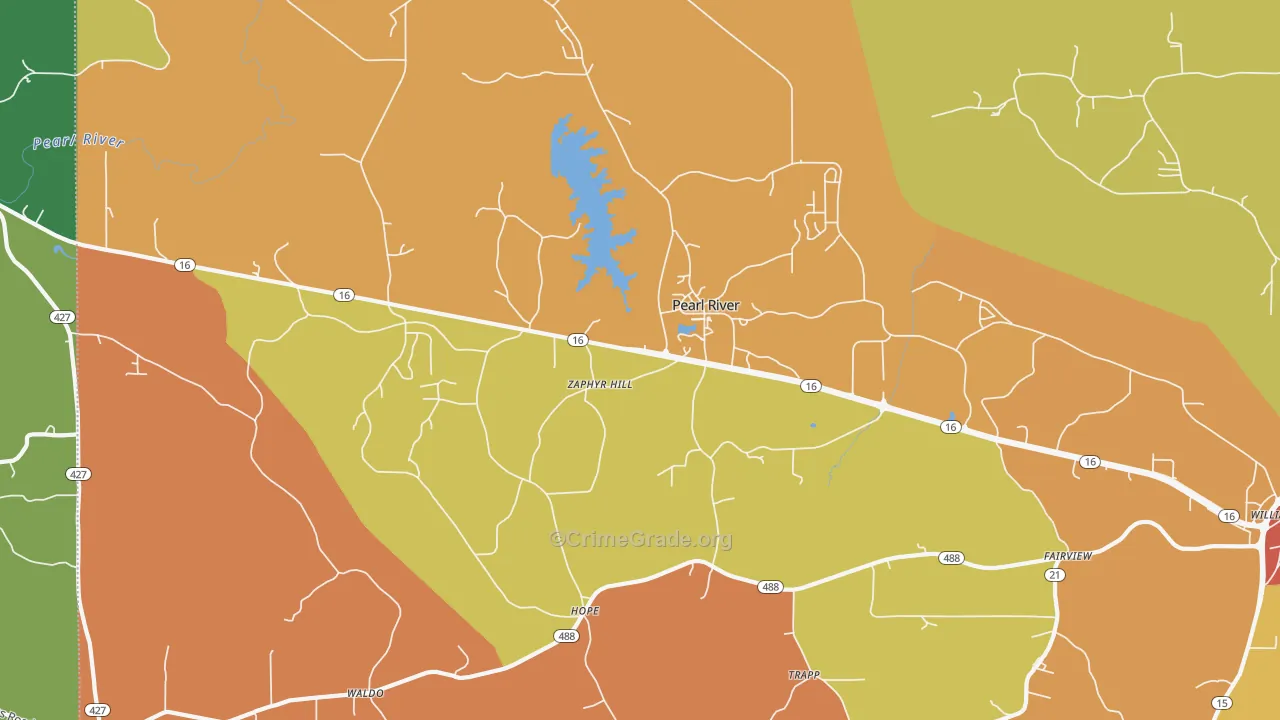 Pearl River, MS Map of Assault Rates