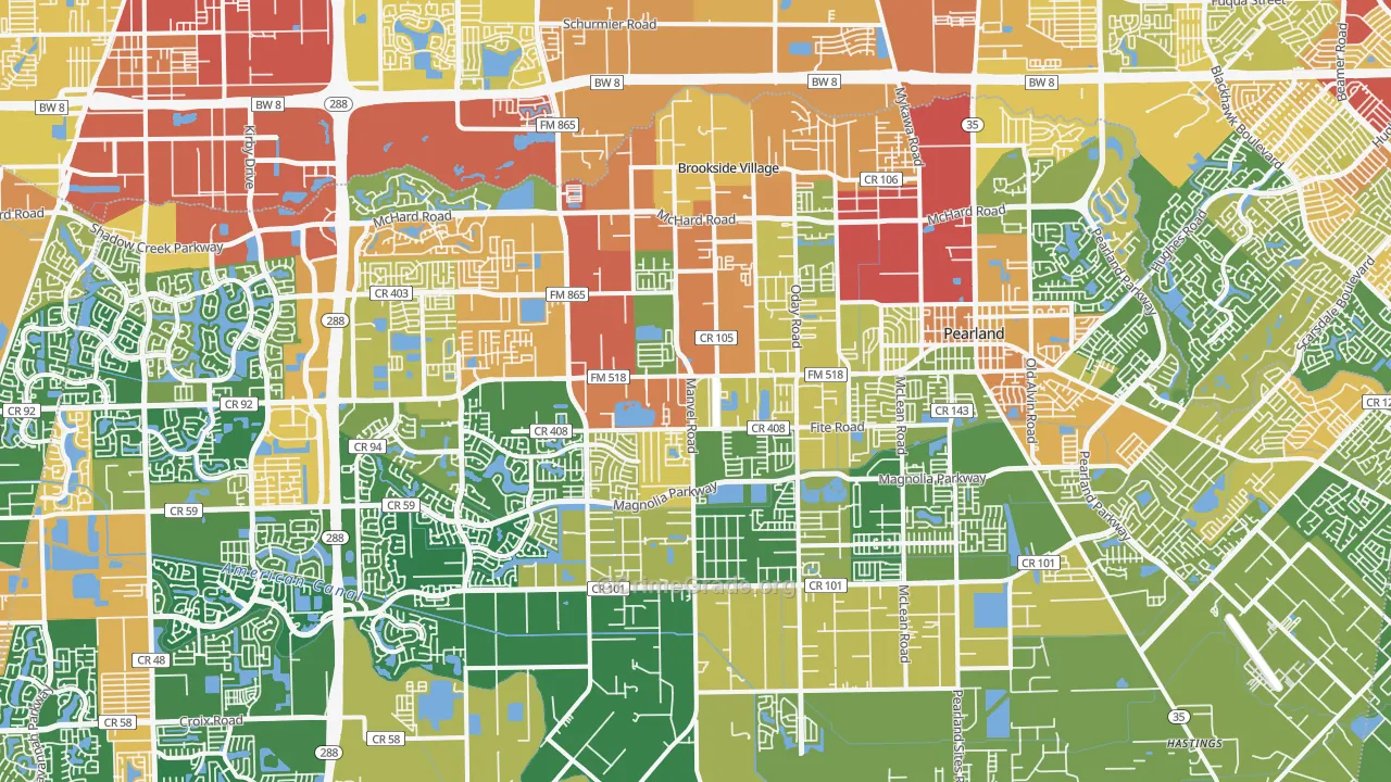 Pearland, TX Map of Assault Rates