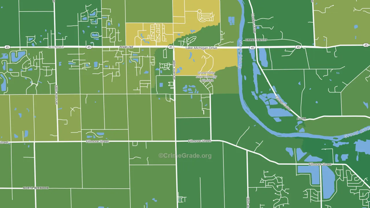 Pearline, MI Map of Assault Rates