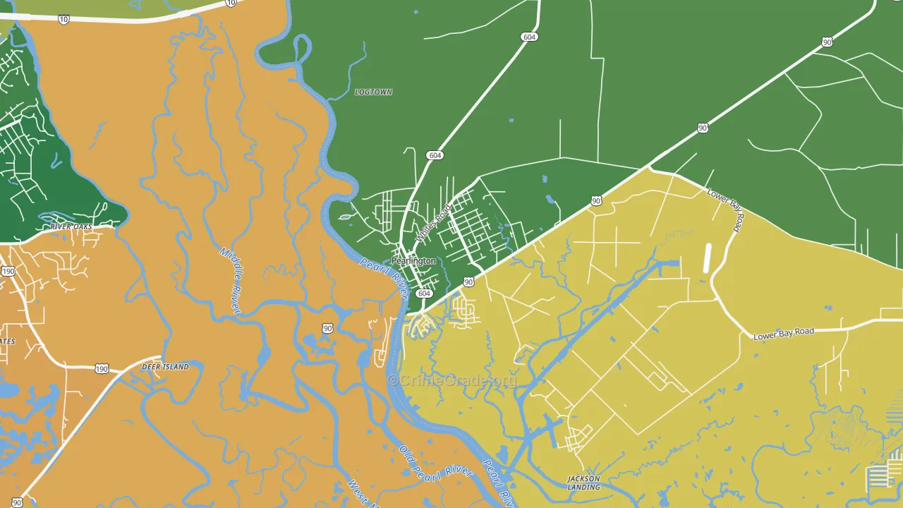 Pearlington, MS Map of Assault Rates