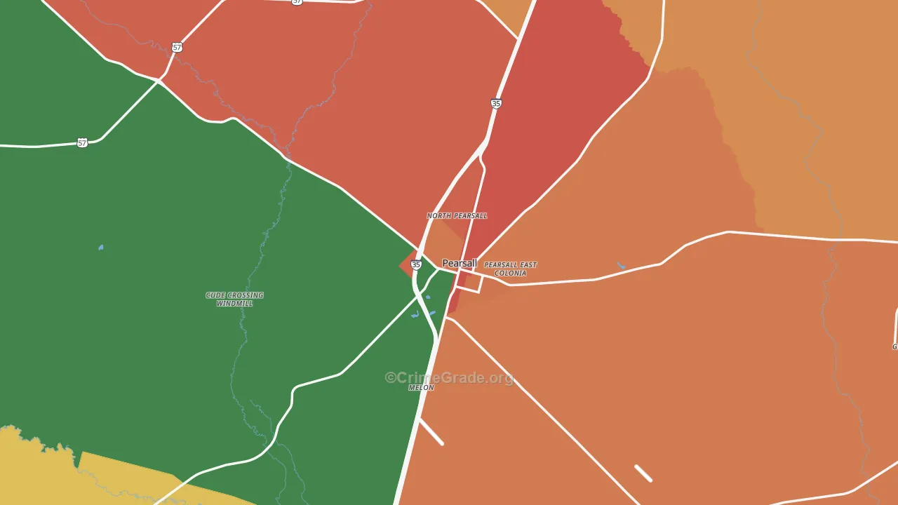 Pearsall, TX Map of Assault Rates