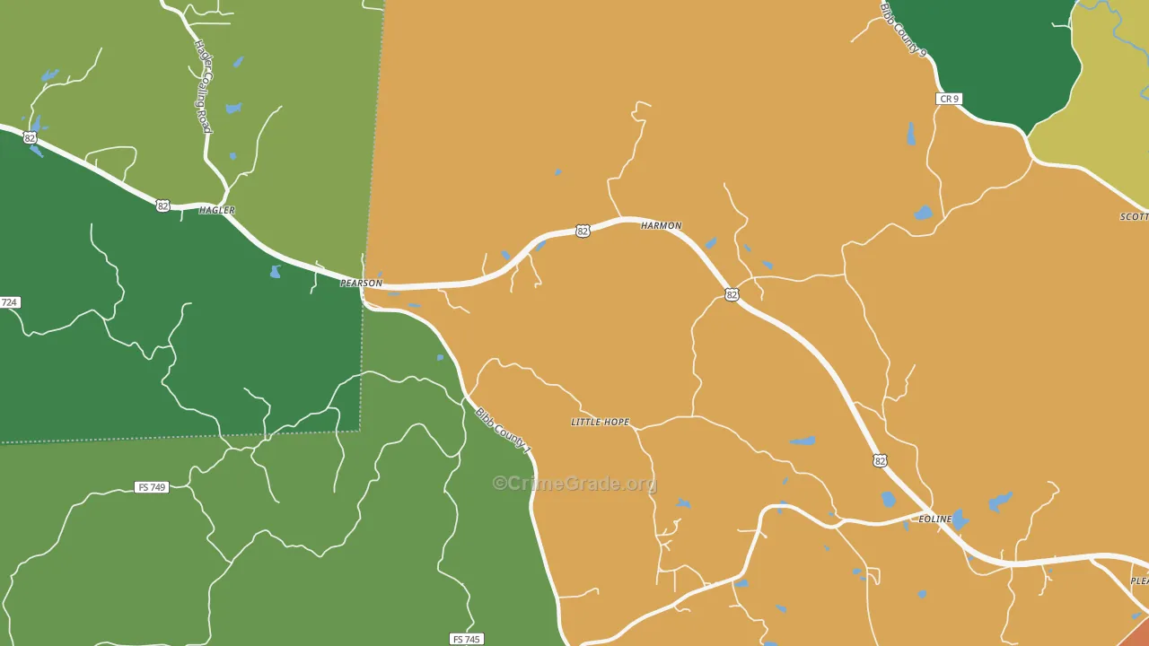 Pearson, AL Map of Assault Rates