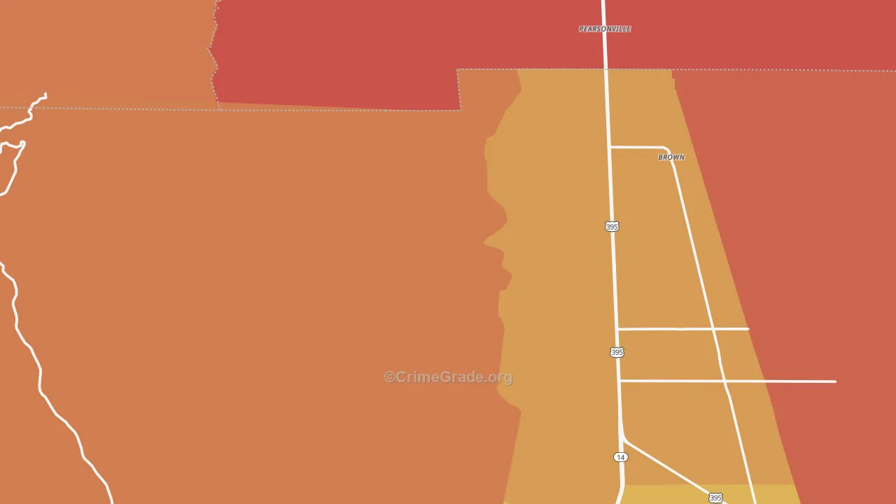 Pearsonville, CA Map of Assault Rates