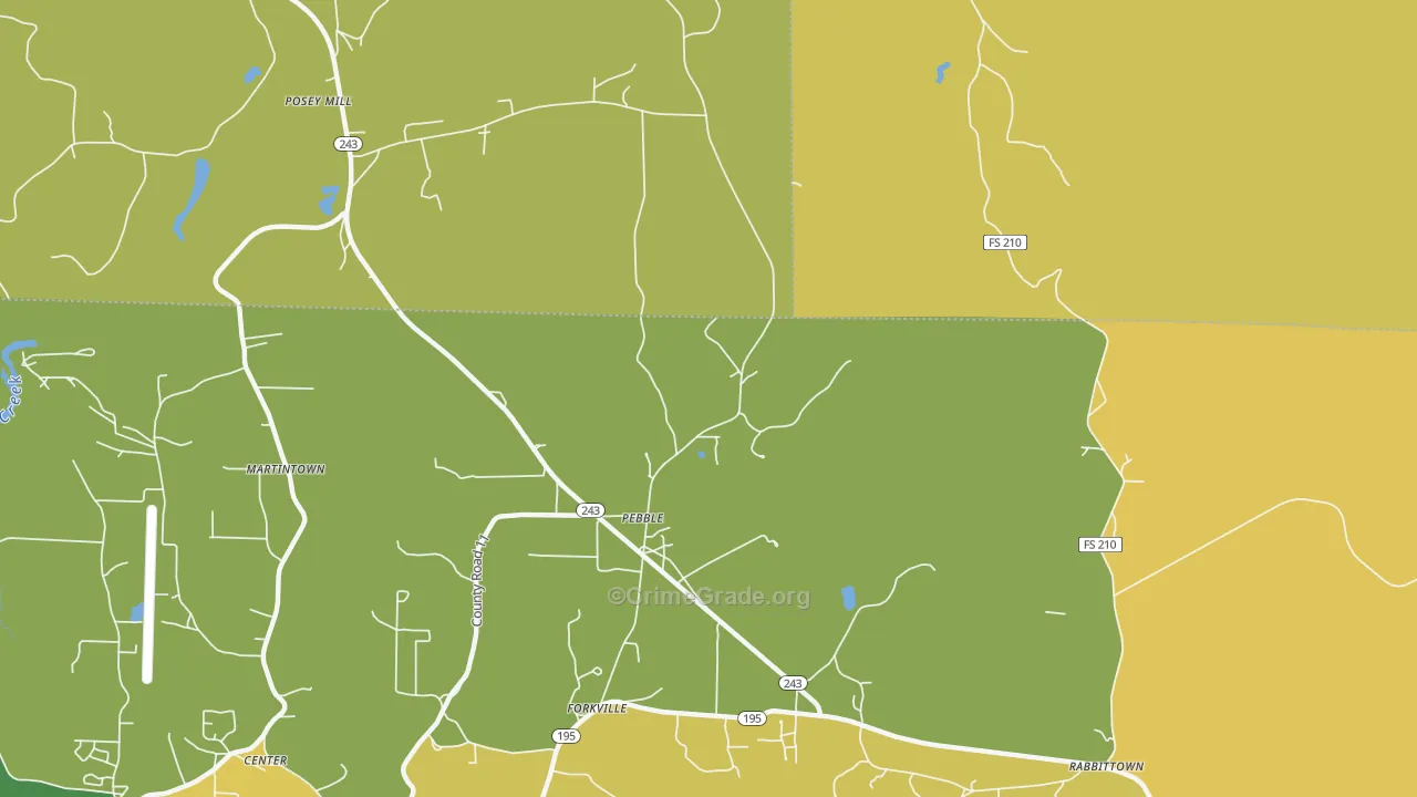 Pebble, AL Map of Assault Rates