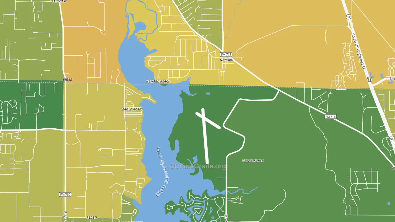 Pecan Acres, TX Map of Assault Rates