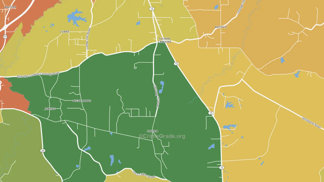 Pecan Grove, MS Map of Assault Rates