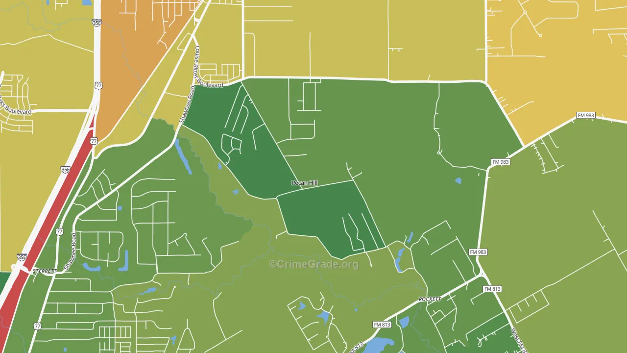 Pecan Hill, TX Map of Assault Rates