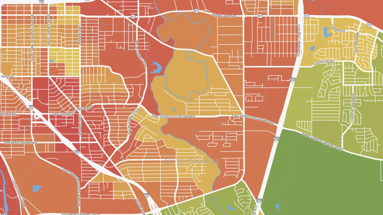 Pecan Valley, San Antonio, TX Map of Assault Rates