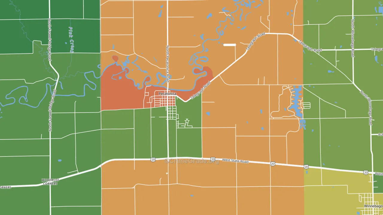 Pecatonica, IL Map of Assault Rates