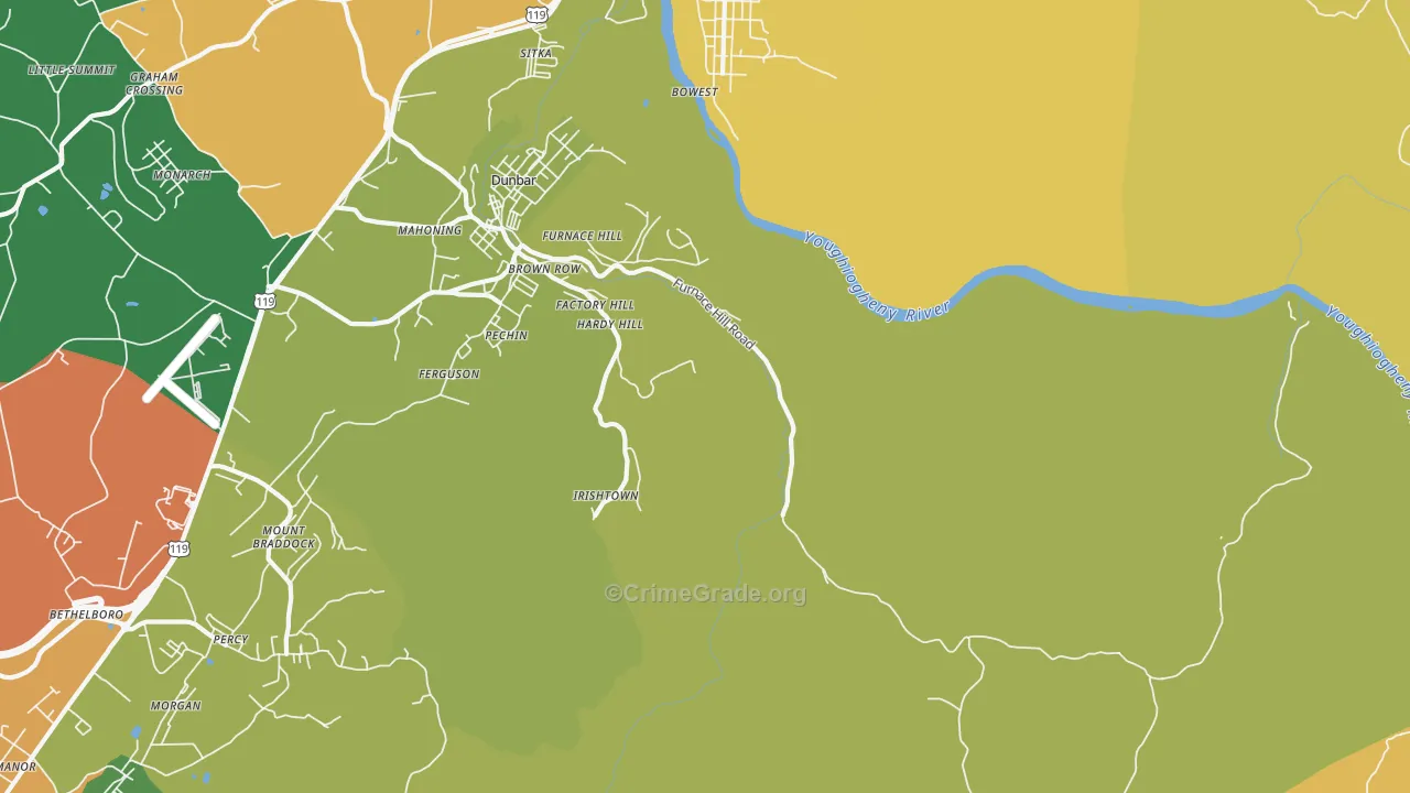 Pechin, PA Map of Assault Rates
