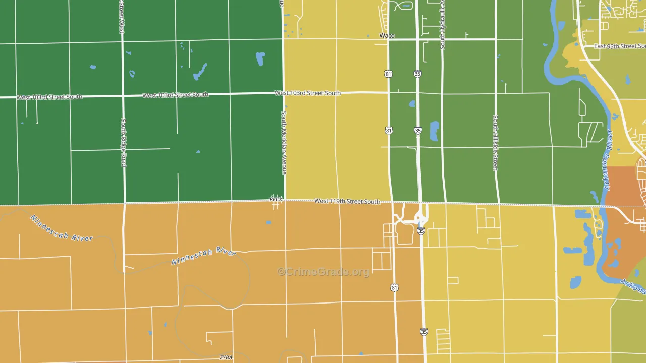 Peck, KS Map of Assault Rates