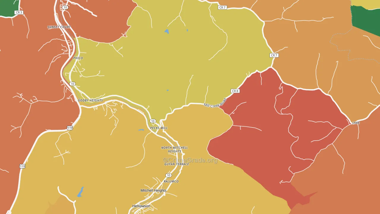 Pecks Mill, WV Map of Assault Rates
