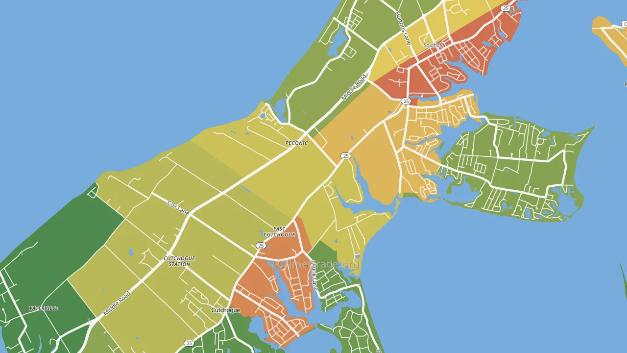 Peconic, NY Map of Assault Rates