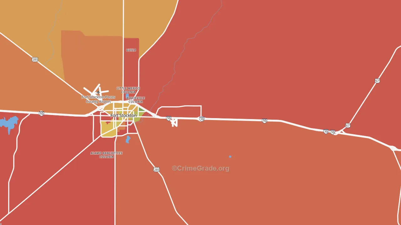 Pecos County, TX Map of Assault Rates