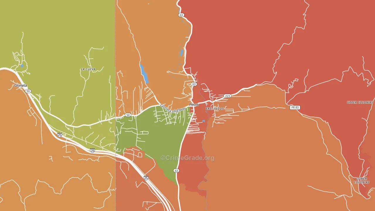 Pecos, NM Map of Assault Rates