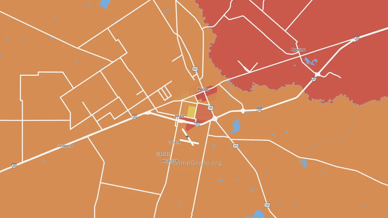 Pecos, TX Map of Assault Rates